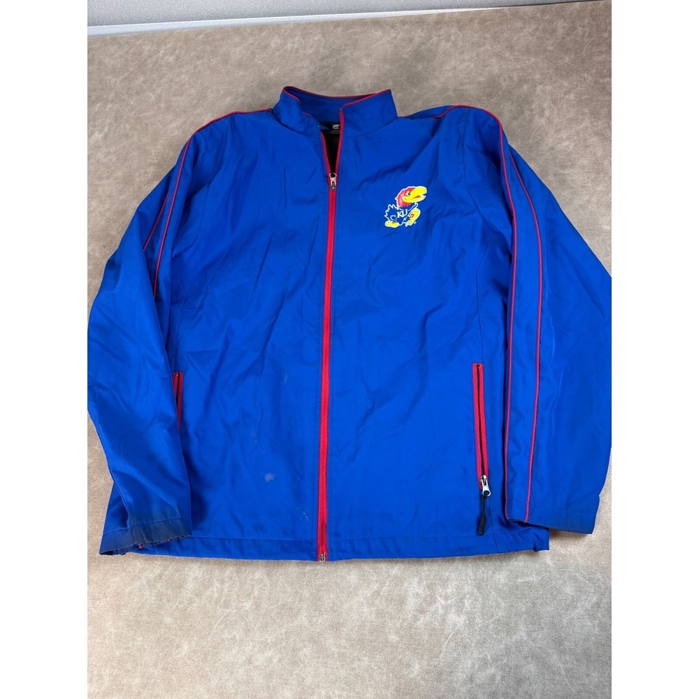Colosseum Athletics Mens Kansas Jayhawks Full Zip Collared‎ Blue Jacket Large